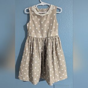 Neiman Marcus Beige and White Polka Dot Kids Dress